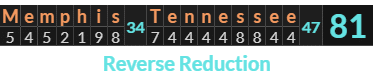 "Memphis Tennessee" = 81 (Reverse Reduction)