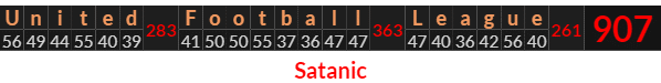 "United Football League" = 907 (Satanic)