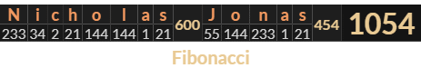 "Nicholas Jonas" = 1054 (Fibonacci)