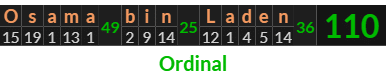 "Osama bin Laden" = 110 (Ordinal)