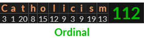 "Catholicism" = 112 (Ordinal)