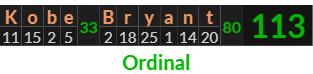 "Kobe Bryant" = 113 (Ordinal)