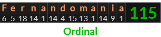 "Fernandomania" = 115 (Ordinal)