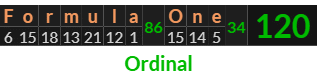 "Formula One" = 120 (Ordinal)