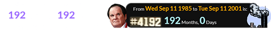 Pete Rose got hit number 4,192 exactly 192 months before the 9/11 attacks: 