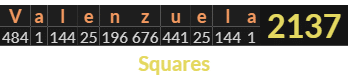 "Valenzuela" = 2137 (Squares)