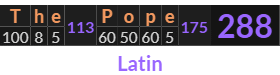 "The Pope" = 288 (Latin)