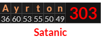 "Ayrton" = 303 (Satanic)