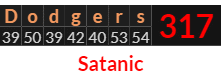 "Dodgers" = 317 (Satanic)