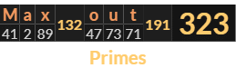 "Max out" = 323 (Primes)