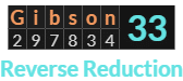 "Gibson" = 33 (Reverse Reduction)