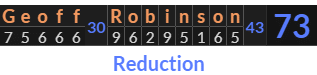 "Geoff Robinson" = 73 (Reduction)