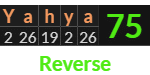 "Yahya" = 75 (Reverse)