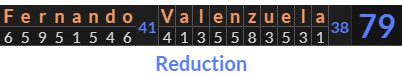 "Fernando Valenzuela" = 79 (Reduction)