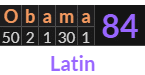 "Obama" = 84 (Latin)