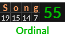 "Song" = 55 (Ordinal)