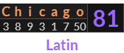 "Chicago" = 81 (Latin)