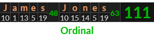 "James Jones" = 111 (Ordinal)