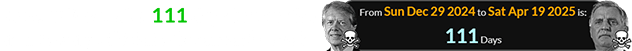 Dec. 29th was also 111 days before the anniversary of Walter Mondale’s death: