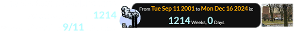 The Madison school shooting happened exactly 1214 weeks after the 9/11 attacks: