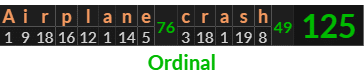 "Airplane crash" = 125 (Ordinal)