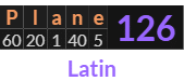 "Plane" = 126 (Latin)