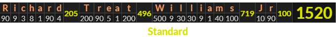 "Richard Treat Williams Jr" = 1520 (Standard)