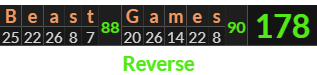 "Beast Games" = 178 (Reverse)