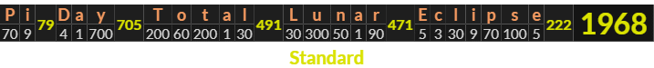 "Pi Day Total Lunar Eclipse" = 1968 (Standard)