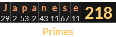 "Japanese" = 218 (Primes)