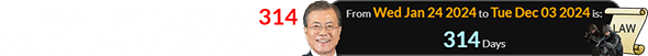 Martial Law was declared 314 days after Moon Jae-in’s birthday: