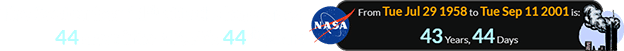 The September 11th attacks happened 44 days into NASA’s 44th year: