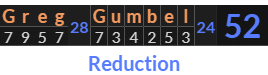 "Greg Gumbel" = 52 (Reduction)