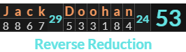 "Jack Doohan" = 53 (Reverse Reduction)