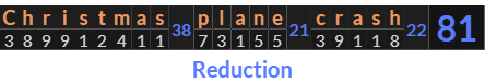 "Christmas plane crash" = 81 (Reduction)