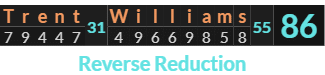 "Trent Williams" = 86 (Reverse Reduction)