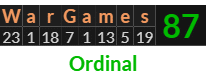 "WarGames" = 87 (Ordinal)