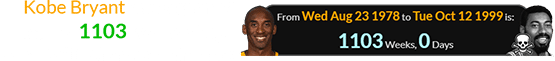 Kobe Bryant was a span of exactly 1103 weeks of age when Wilt Chamberlain died: