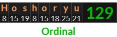 "Hoshoryu" = 129 (Ordinal)