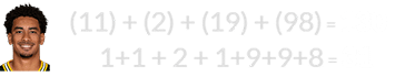 (11) + (2) + (19) + (98) = 130 and 1+1 + 2 + 1+9+9+8 = 31