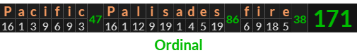 "Pacific Palisades fire" = 171 (Ordinal)