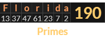 "Florida" = 190 (Primes)