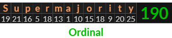 "Supermajority" = 190 (Ordinal)