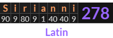 "Sirianni" = 278 (Latin)