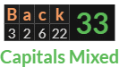 "Back" = 33 (Capitals Mixed)