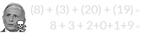 (8) + (3) + (20) + (19) = 50 and 8 + 3 + 2+0+1+9 = 23