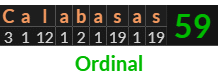 "Calabasas" = 59 (Ordinal)