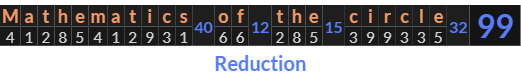 "Mathematics of the circle" = 99 (Reduction)
