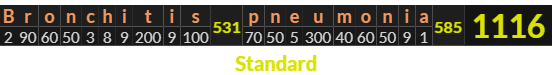 "Bronchitis pneumonia" = 1116 (Standard)