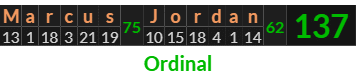 "Marcus Jordan" = 137 (Ordinal)